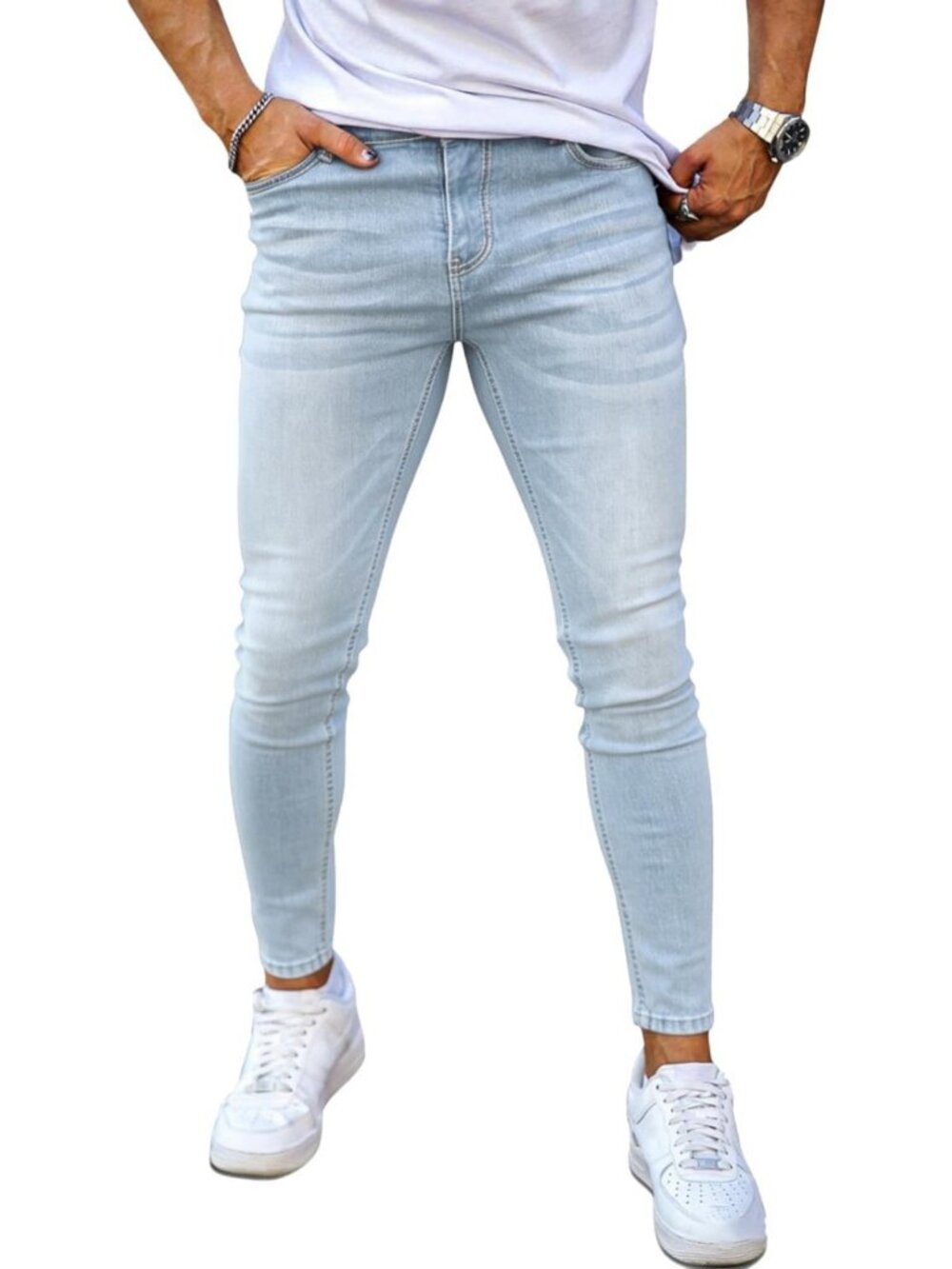 Men's Stretch Tapered Skinny Jeans, Slim Fit, Sizes 28-32, Comfortable Denim